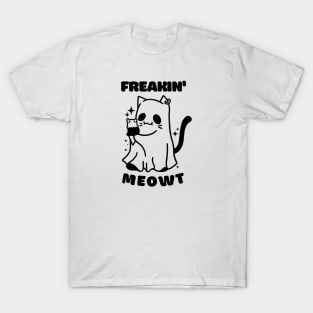 Funny and Cute Halloween Ghost Freakin' Meowt T-Shirt